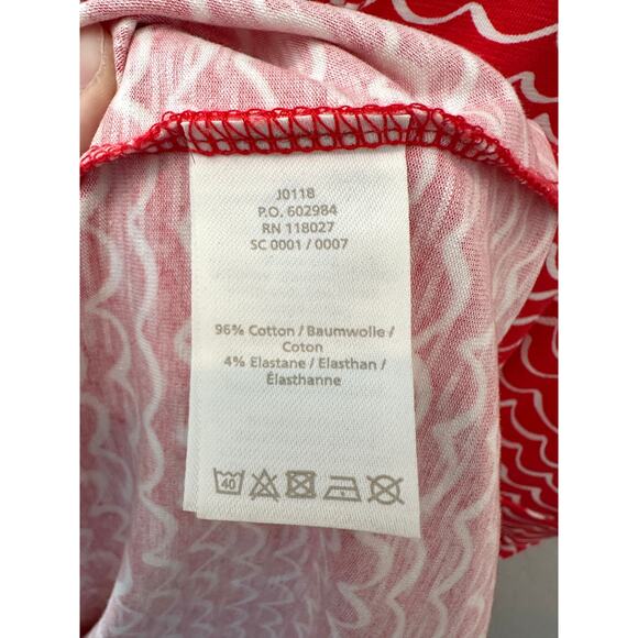 BODEN Red Wave Print Knit Dress Flattering V-Neck Summer Casual | Size 8 - Picture 6 of 7